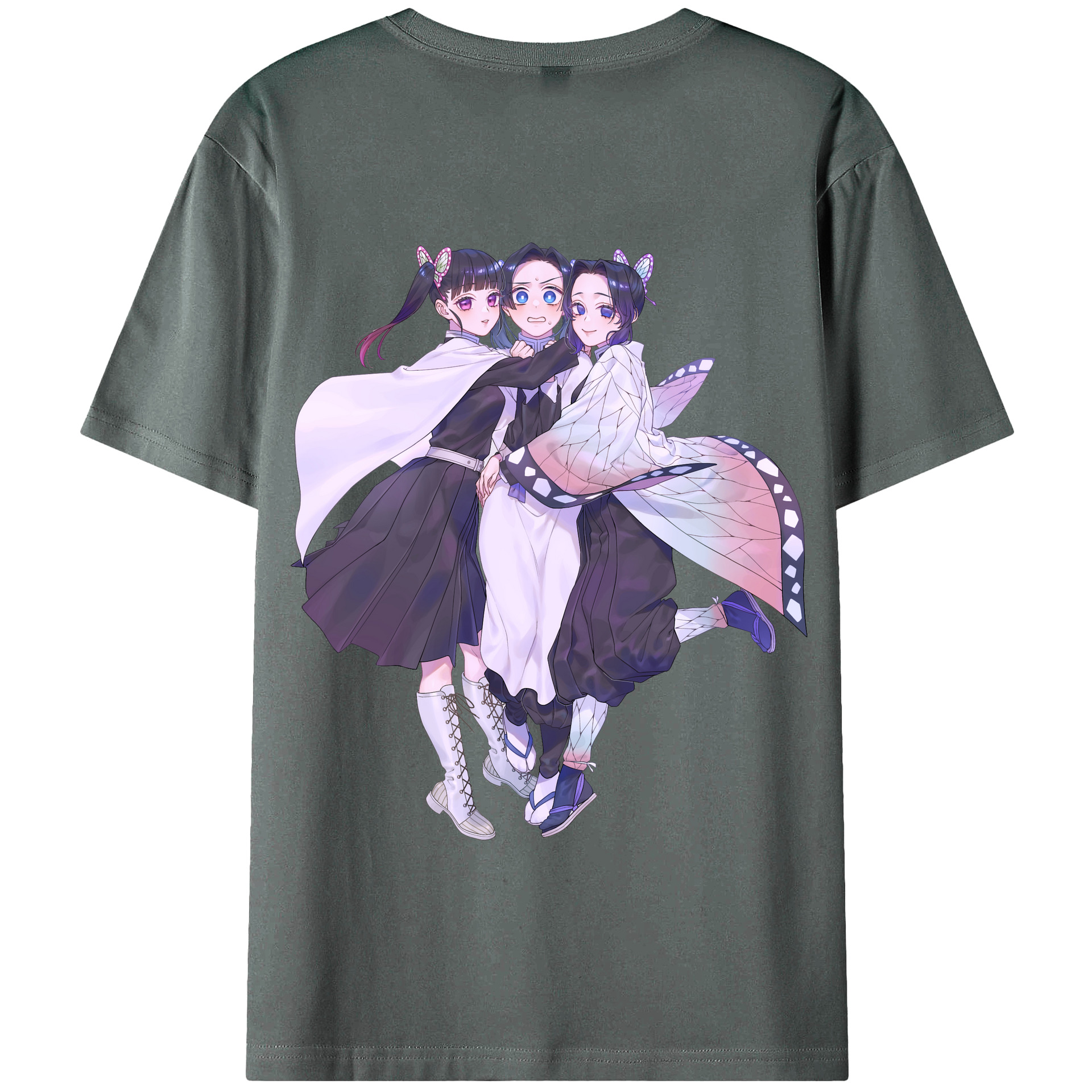（画像用） 鬼滅の刃（きめつのやいば）蟲柱-胡蝶 しのぶ／こちょう しのぶ Kochou Shinobu 綿100％半袖Tシャツ（背面プリント）